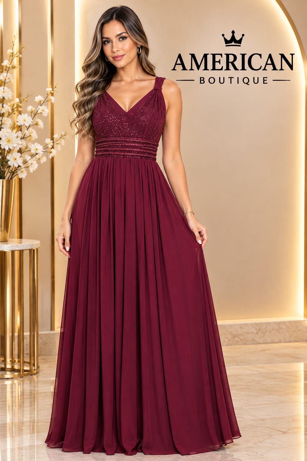 VESTIDO DE GALA VINOTINTO